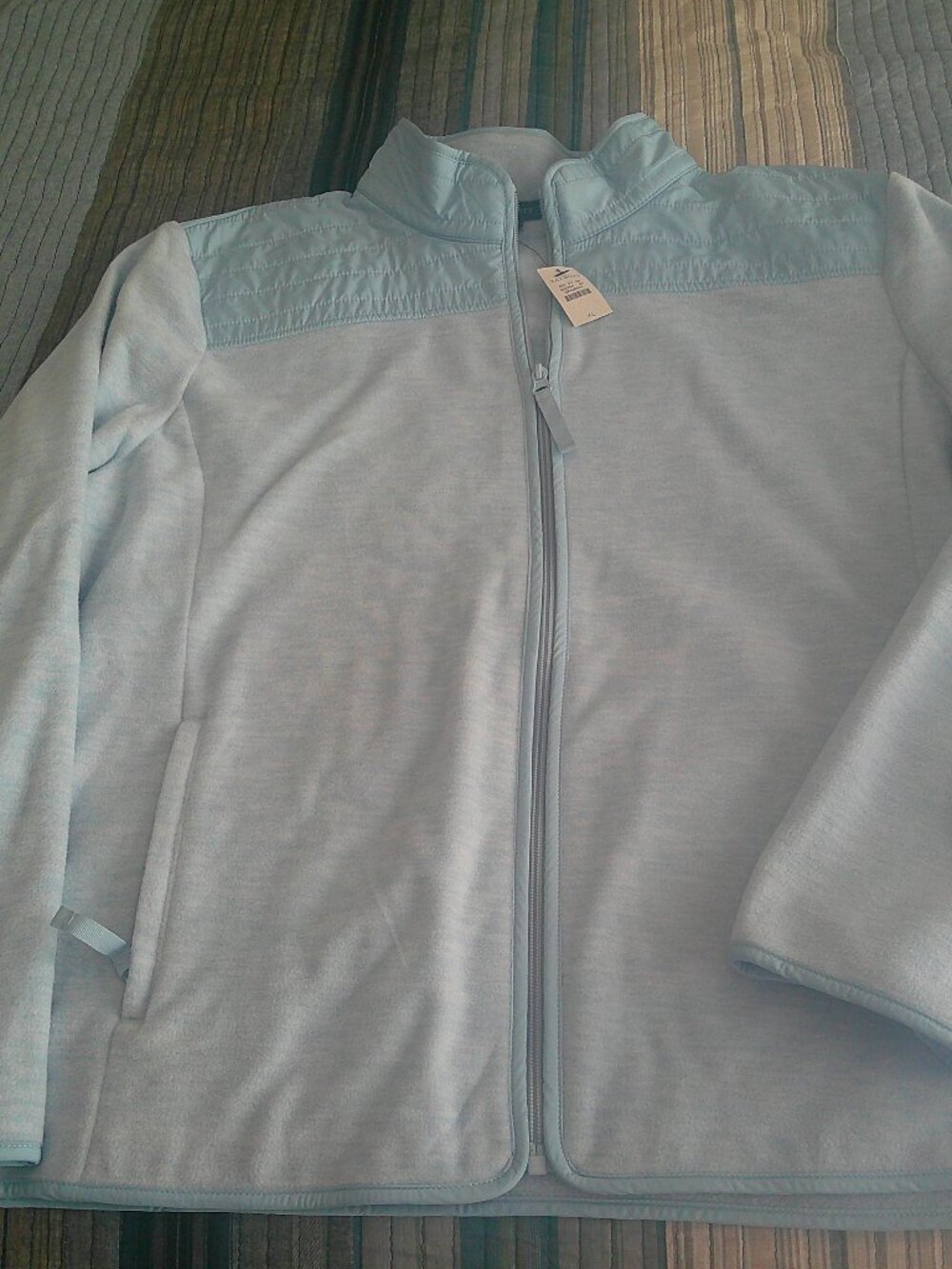 Talbots Light blue Fleece jacket with zippered front & pockets. Size XL NWT